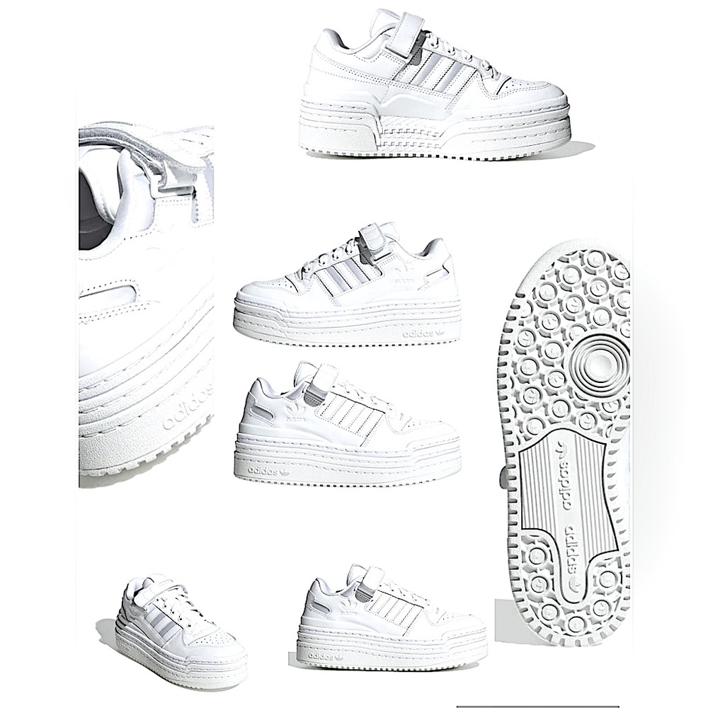 White Adidas Triple Platforum with strap